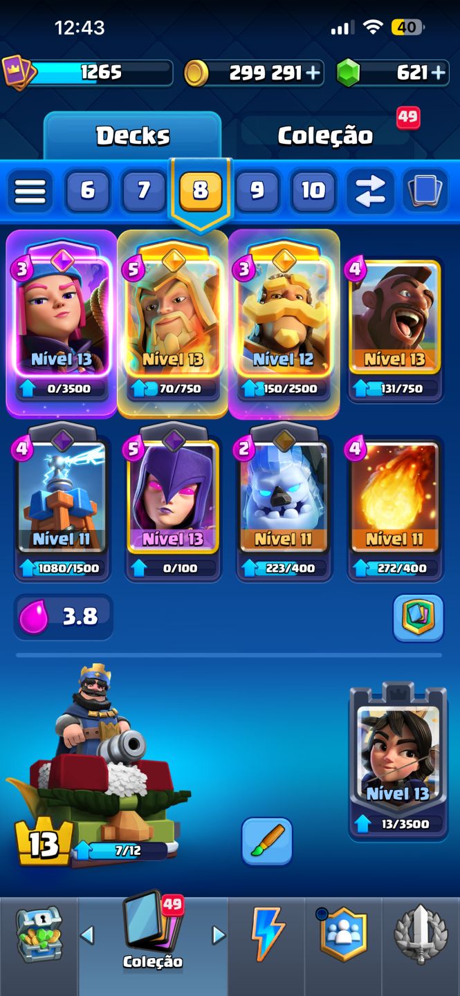 CONTA CLASH ROYALE ARENA 13
