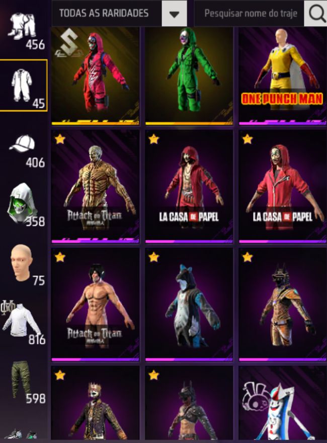 CONTA FREE FIRE: Top Criminal Vermelho + 8 Armas Evo (Lvl 6) + Passes Antigos
