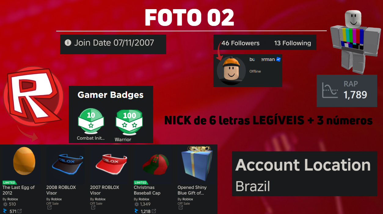 | CONTAS ANTIGAS ROBLOX | CONTA DE 2007, 2008, 2009 E + | ENTREGA AUTOMÁTICA