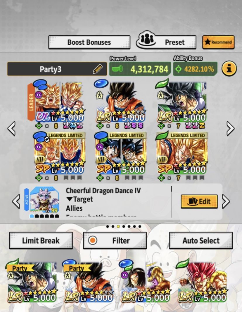 Conta dragon ball legends com vários legends e ultra + squadra de brinde