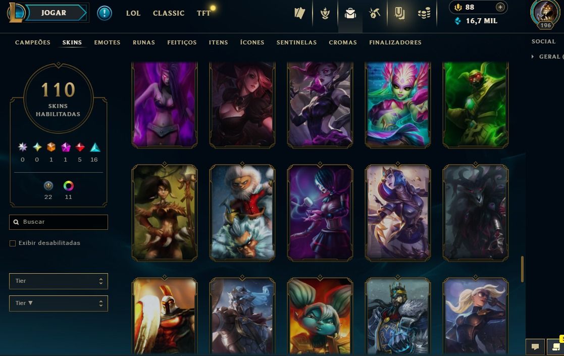 Full Acesso - 110 Skins - 150 Campeões - Level 196 - Promoção Só Hoje!!!
