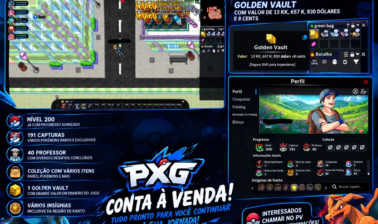 Conta Nível 200 / 13Kk Cash Mais Pokes