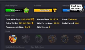 Conta 300m fichas 8ball poll