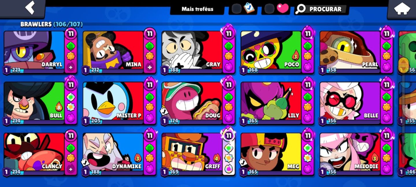 Conta Brasil star full brawlers hipercargas acessórios e poder de estrelas