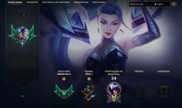 CONTA ESMERALDA 4 / +30 - 10 PDL / 9 SKINS / KAISA KDA / PROJETO SENNA / 14K EA