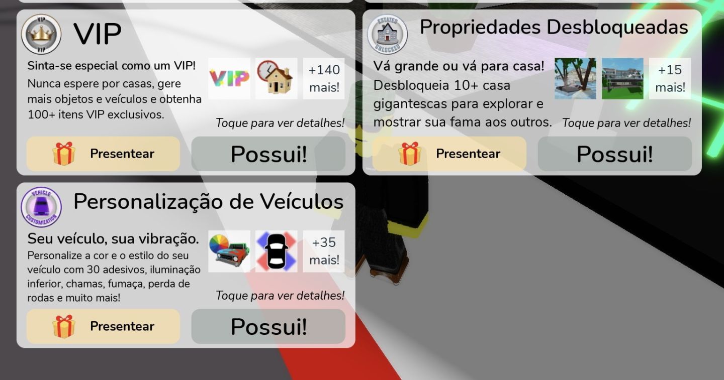 Roblox conta com vários jogos masculina/ feminina