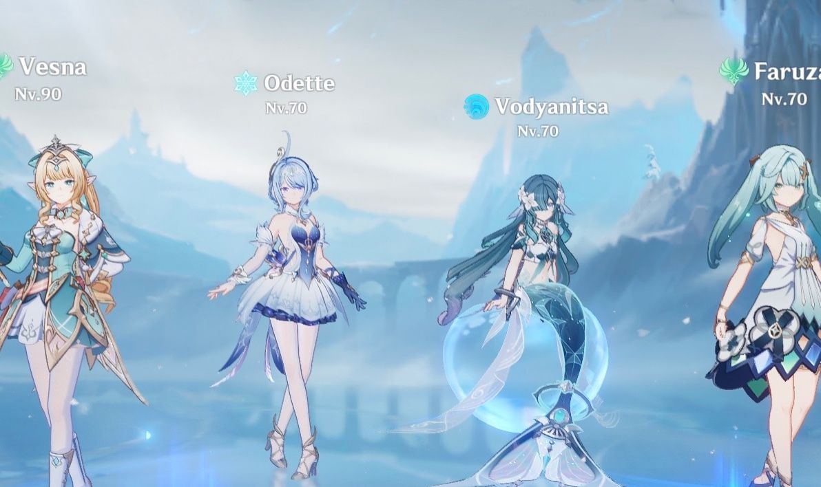 Conta Genshin Com Odette, vesna, vodyanista e faruzan