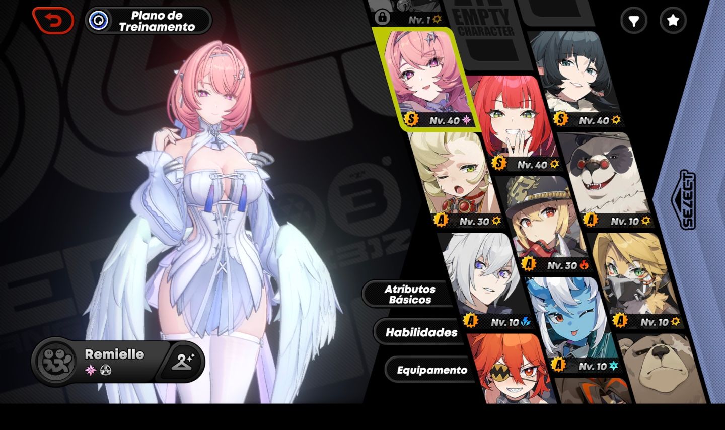 Conta de ZZZ com Remielle Dan W1, Jane Doe W1 e Yuzuha
