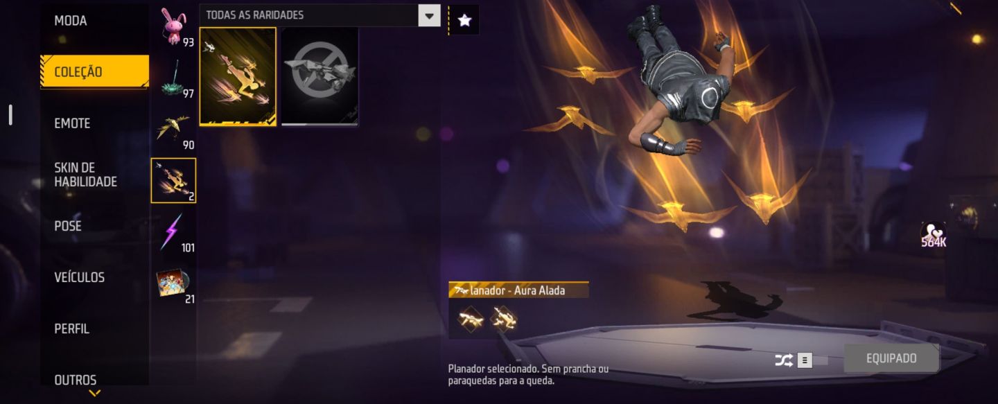 Conta Free Fire Com Bandeirão e Várias Animações De Entrada