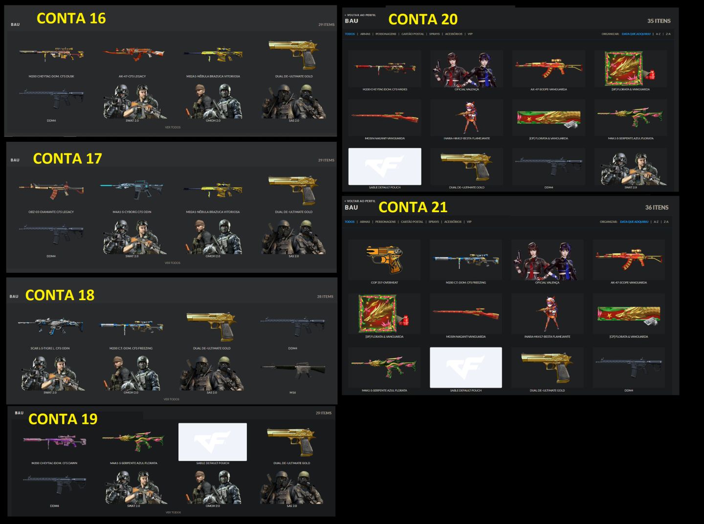 CONTAS CROSSFIRE VARIADAS ARMAS CFS ESCOLHA A SUA