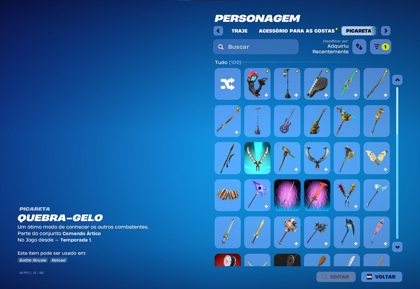 Conta de fortnite com mt skin e picareta