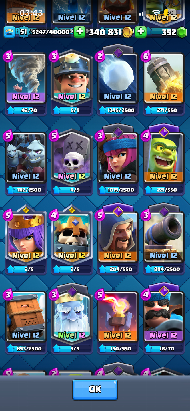 Conta Clash Royale com 10k de troféus, emotes, 1k gasto na conta