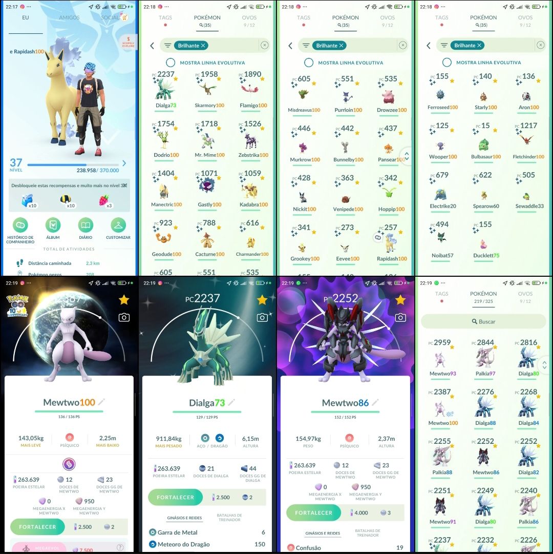 Pokémon Go LVL 37 | 29 Shundos | Mewtwo 100% | Dialga shiny Q205