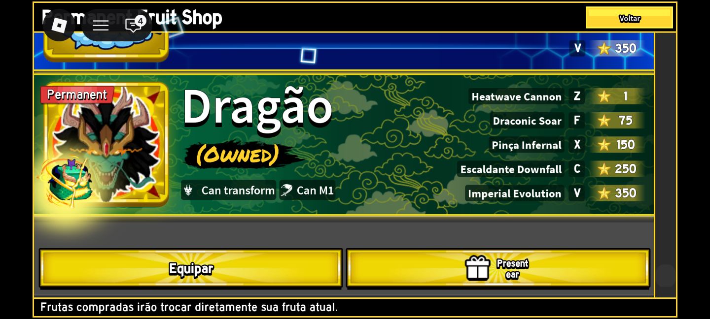 Conta blox fruit com dragon perman