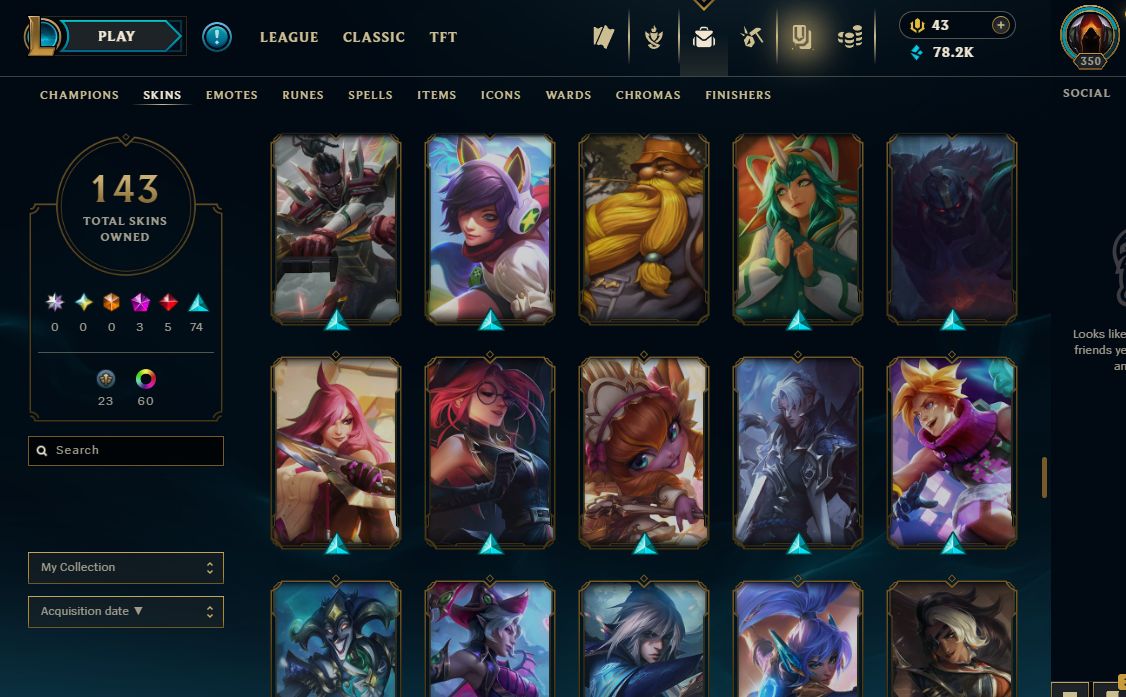 Conta de lol 140 skins muda email senha e nick, ex diamante.