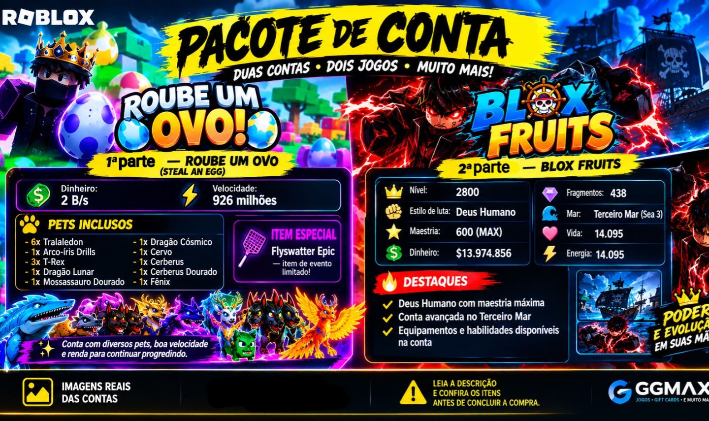 PACOTE DE CONTA ROBLOX ROUBE UM OVO+
