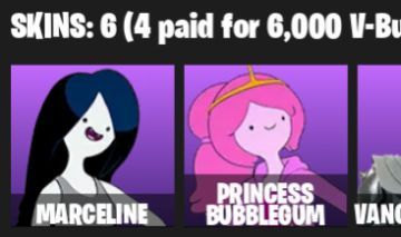 CONTA FORTNITE FA | FINN | JAKE | MARCELINE | PRINCESA JUJUBA