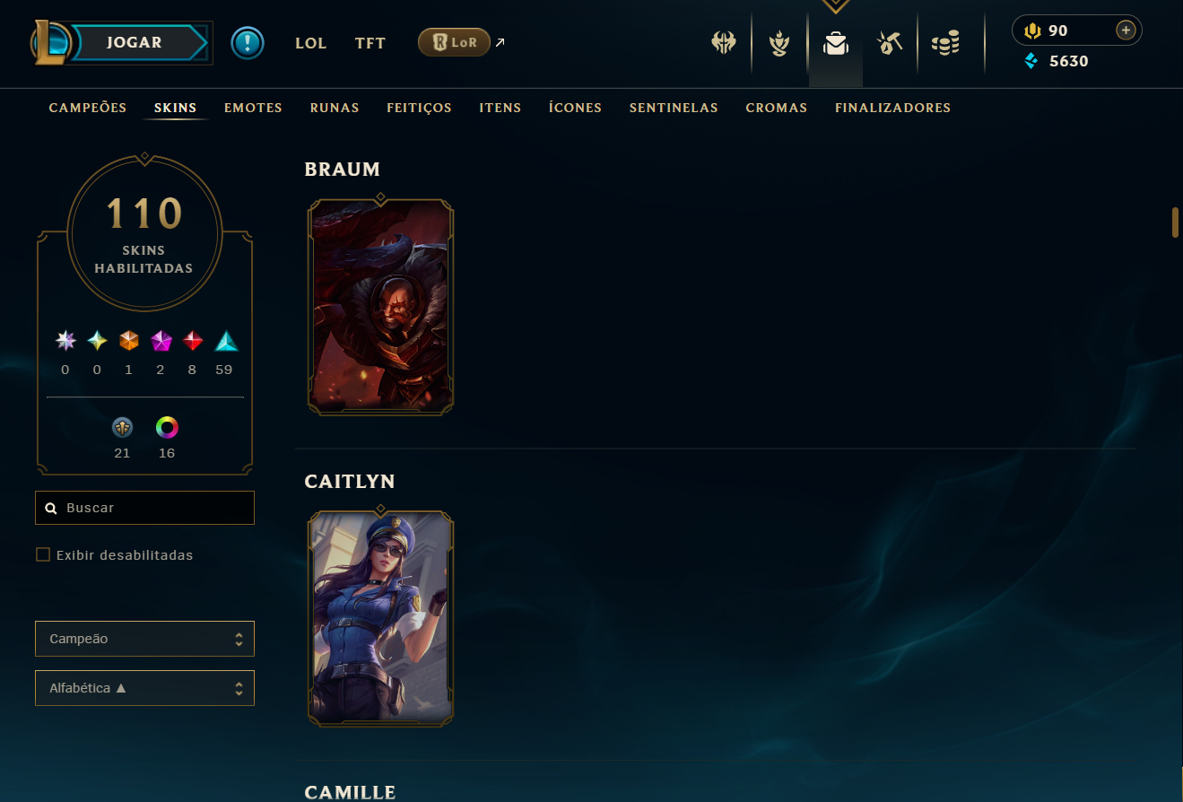 Conta recheada de skins otima conta para iniciar
