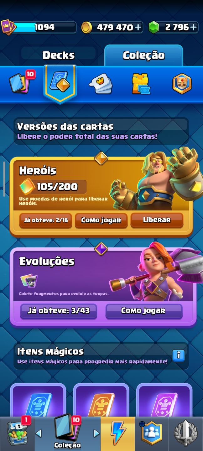 CLASH ROYALE | 6153 TROFÉUS | 114 CARTAS | 2796 GEMAS | 479K OURO | 3 EVOLUÇÃO