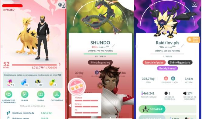 CONTA POKEMON GO LEVEL 52 | 103 LENDARIO | 120 BRILHANTE | RAYQUAZA SHINY IV100