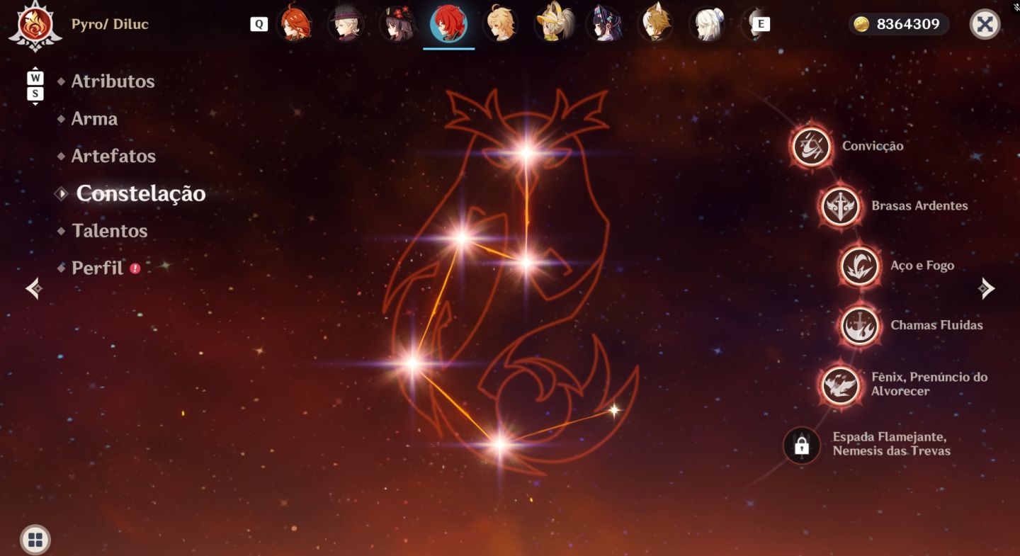 Dehya C6 lv95, Yae Miku C5, Diluc C5, Ganyu C3 37 Resinas Frágil. Ganyu com skin