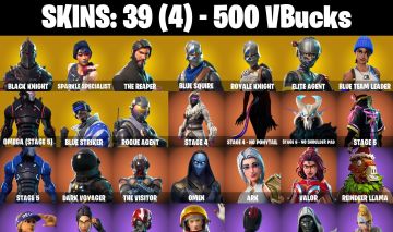 Conta Fortnite com CAVALEIRO NEGRO | The Reaper |Blue Squire | Royale e 39 Skins