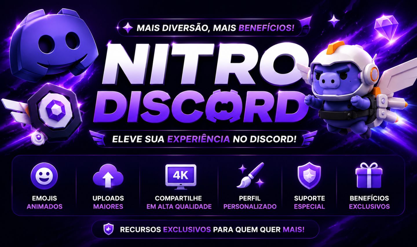Nitro Gaming Discord | Link 1 mês e link trimensal! | Melhor preço!