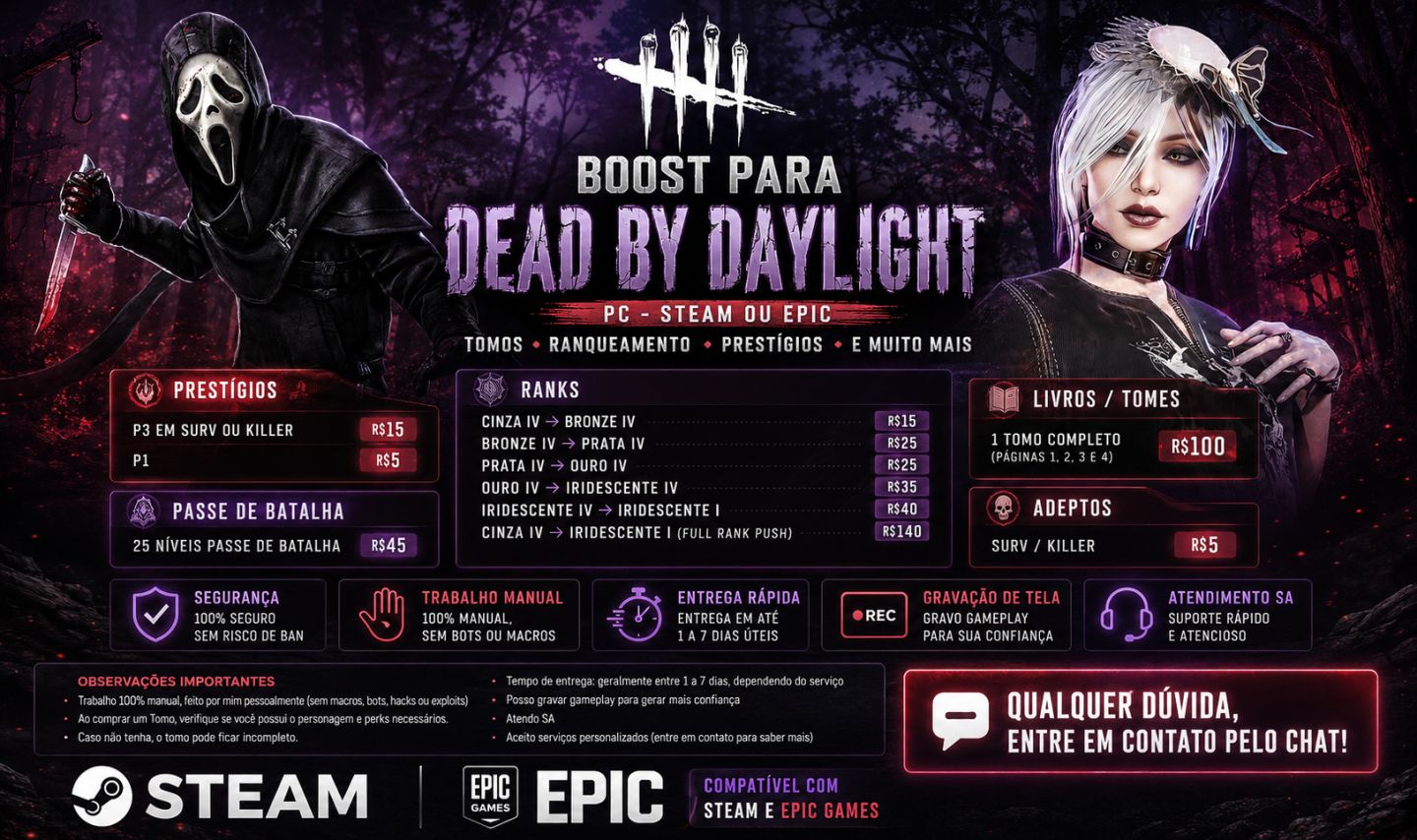 DBD - Elo boost + Up Dead by Daylight (100% Manual)