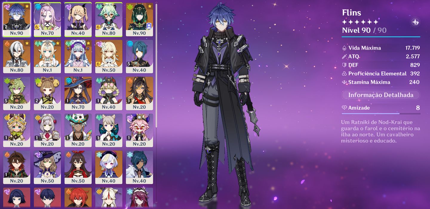 Conta Genshin Impact - Ar55 Flins c2 R1, Nefer R1, Arlecchino e Vesna