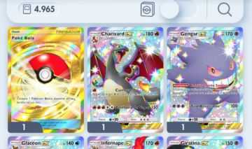 Conta pkmn tcg poket 1 Pokeball Dourada, quase 5K de cartas 1428 ampus de pacote