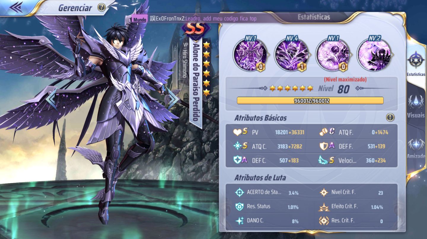 Conta Saint Seiya Awakening A-150
