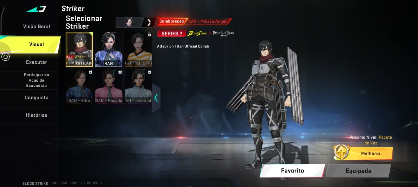 Conta com skins da colaboração AOT