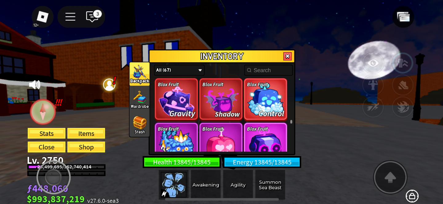 CONTA BLOX FRUIT LVL MAX - SANGUIN ART+CDK+TTK+SG