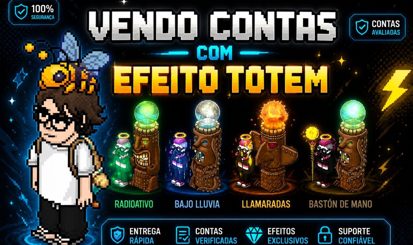 (HABBO HOTEL) - CONTAS COM EFEITOS TOTEM / TROCAS ATIVAS