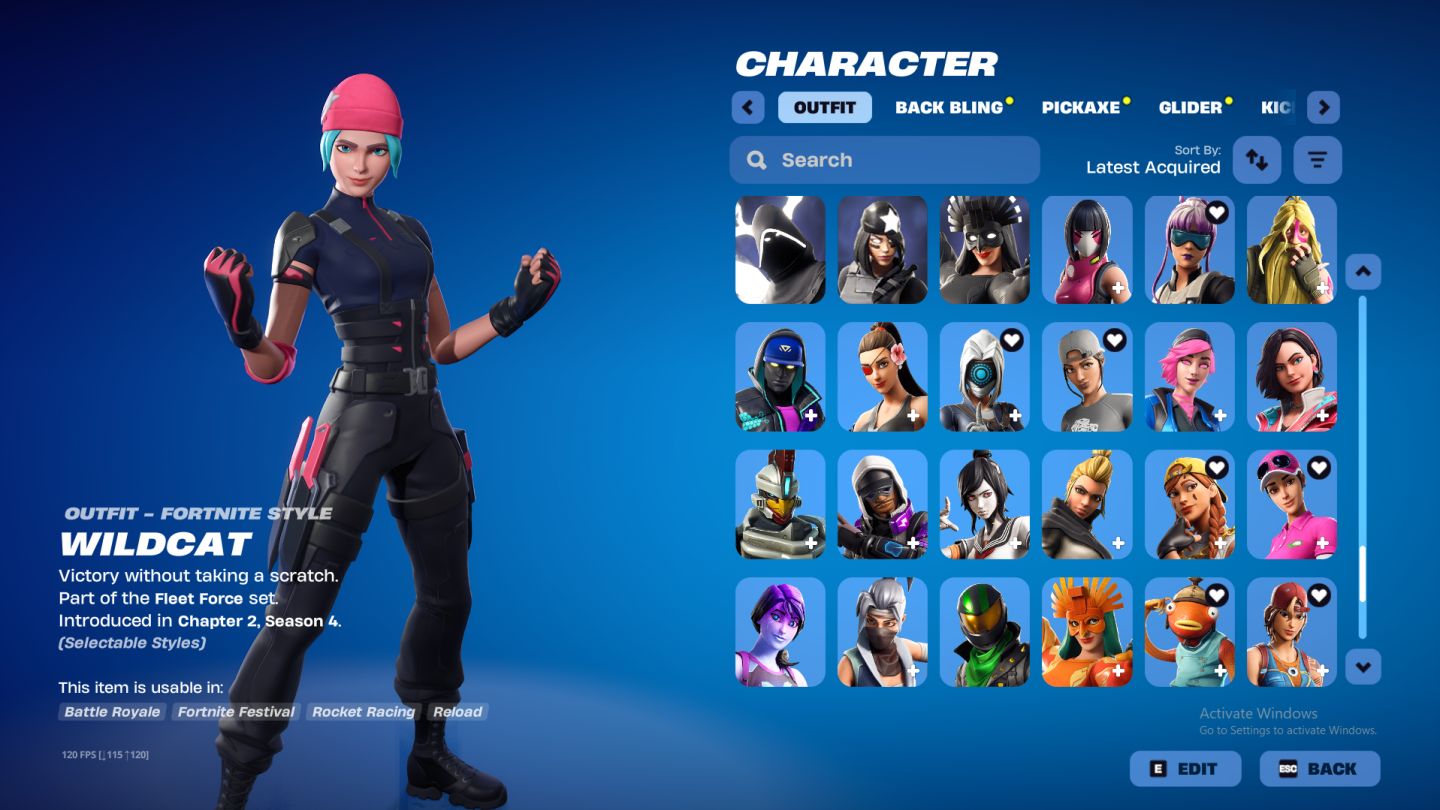 CONTA FORTNITE | WILDCAT + TRAVIS SCOTT + MINTY (MERRY MINT AXE) | 211 SKINS