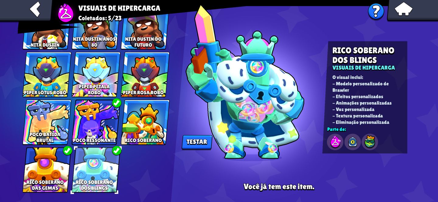 CONTA BRAWL STARS À VENDA 594 GEMAS MUITAS SKINS