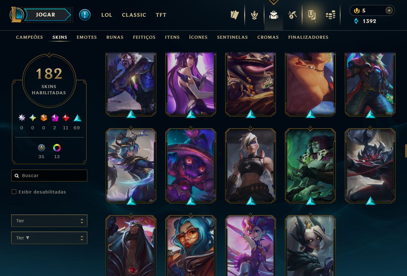 CONTA UNRANKED - 182 SKIN - FULL CHAMP + PREÇO BAIXISSIMO! - 100% SEGURA!