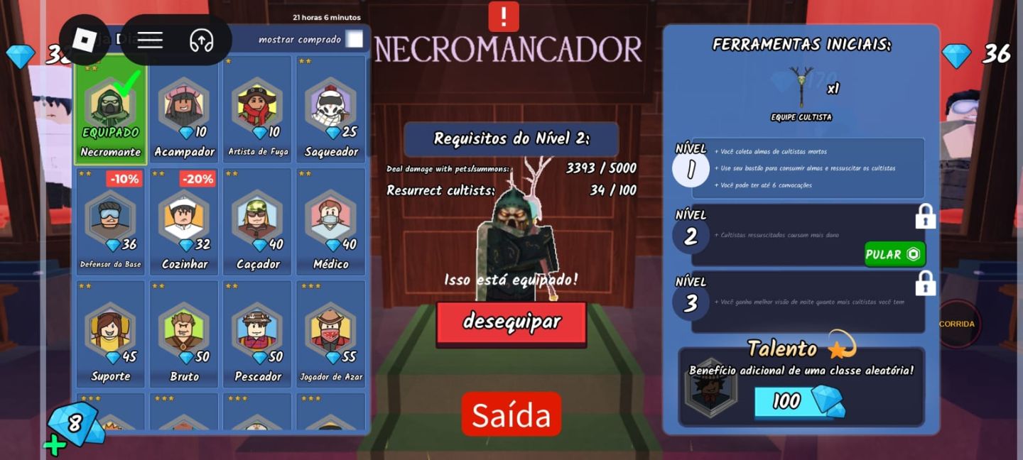 Conta 99 noites com NECROMANTE E ALIEN CIENTISTA