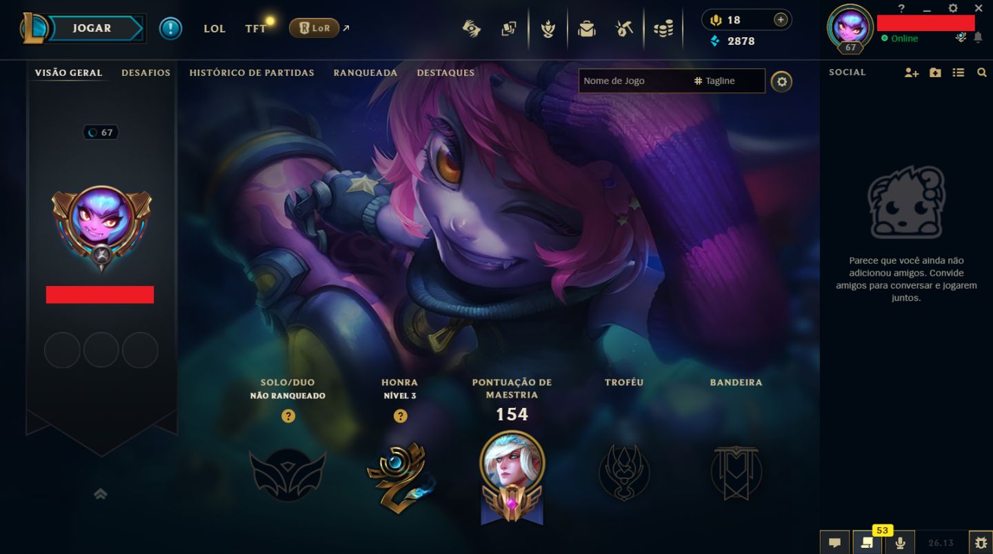 Conta smurf level 67 unranked