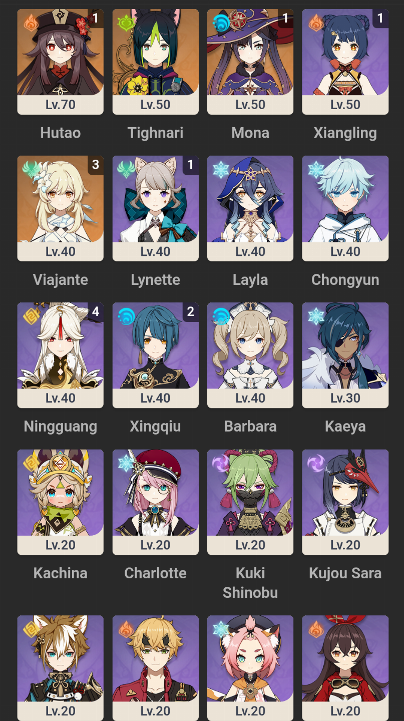 (HSR+HI3D) ASIA - HU TAO C1 + MONA C1 + TIGHNARI + BEIDOUC6+2.1K GEMAS+27 GIROS
