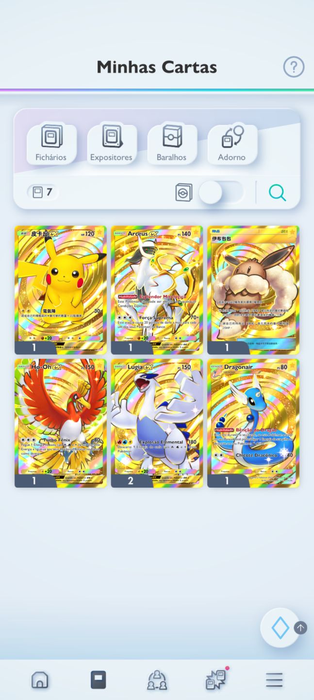 PROMOÇÃO Conta Pokémon TCG com 7 cartas douradas e mto mais, confira fotos!