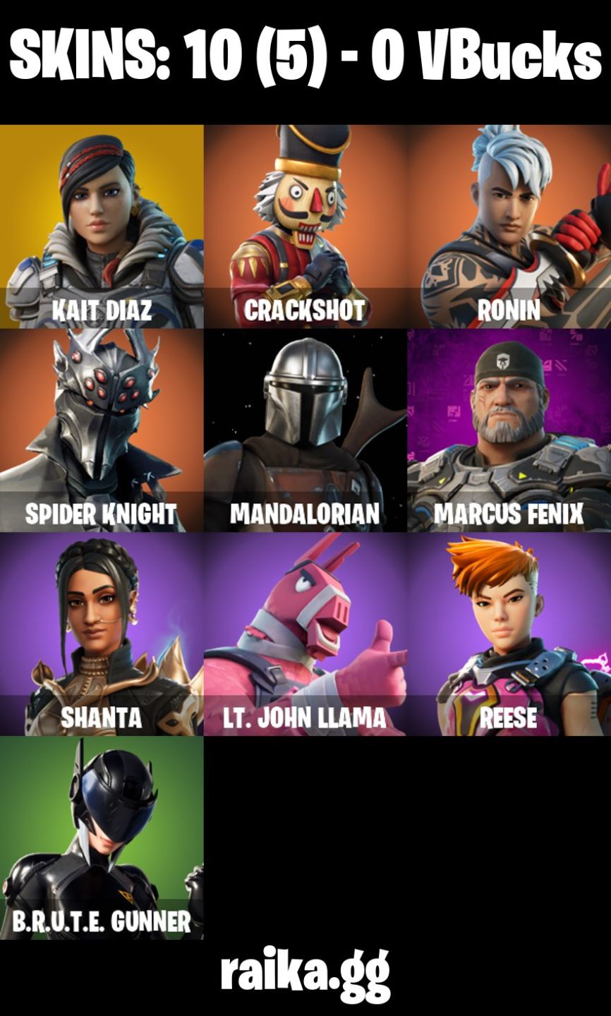 CONTA FORTNITE COM 10 SKINSS MARCUS FENIX/SHANTA/KAIT DIAZ/RONIN/CRACKSHOT