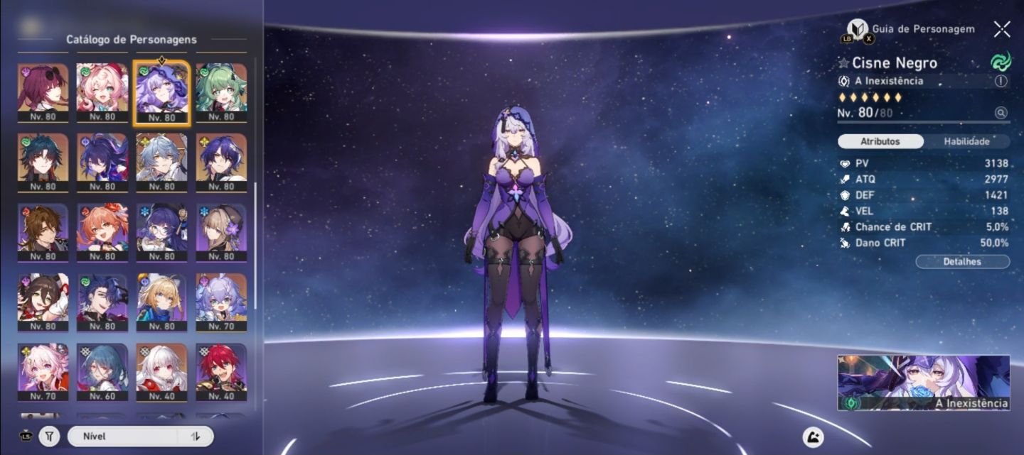 Conta Hsr com: Castorice+Skin+Bis, Firefly+Bis e com 100 giros limitados