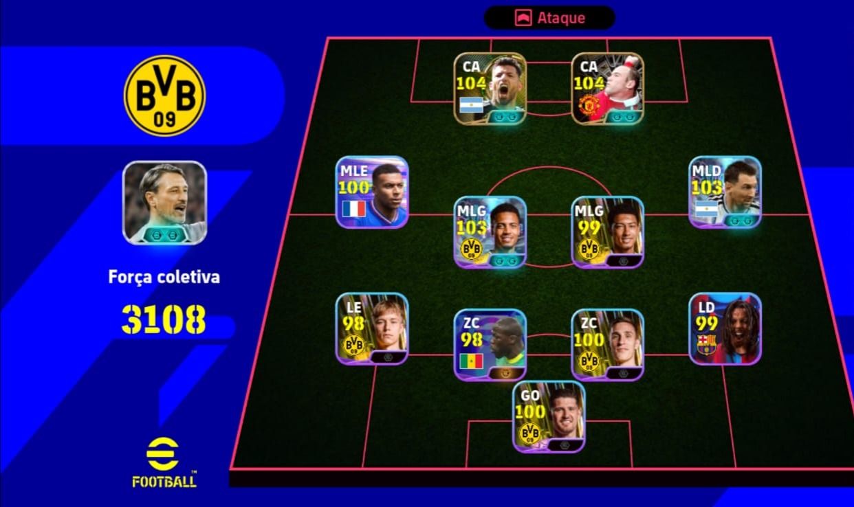 CONTA EFOOTBALL COM PACK DO BORUSSIA DORTMUND | AGUERO | ROONEY | JAKSON
