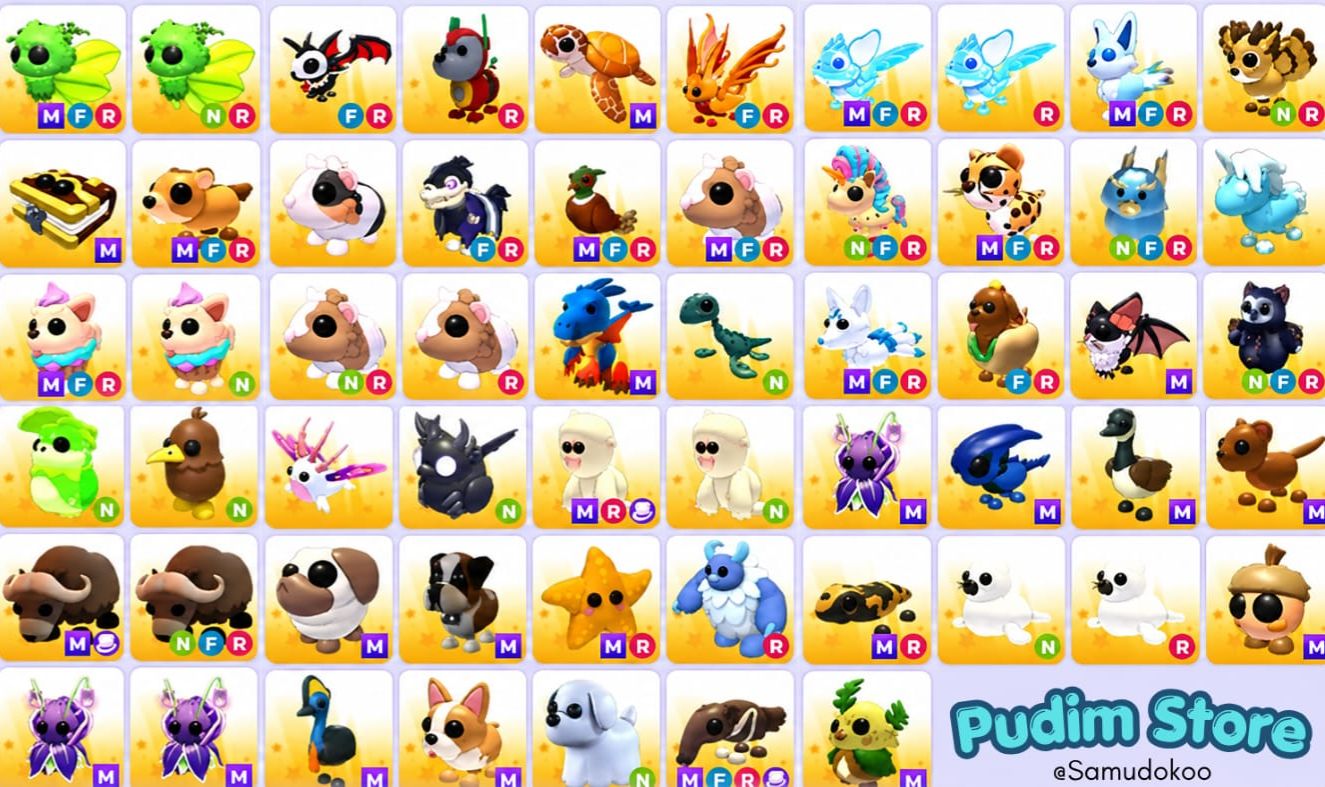 Adopt Me - Pets Exóticos, Mid Tiers, Megas, Neons, R, F, Poções e muito mais!