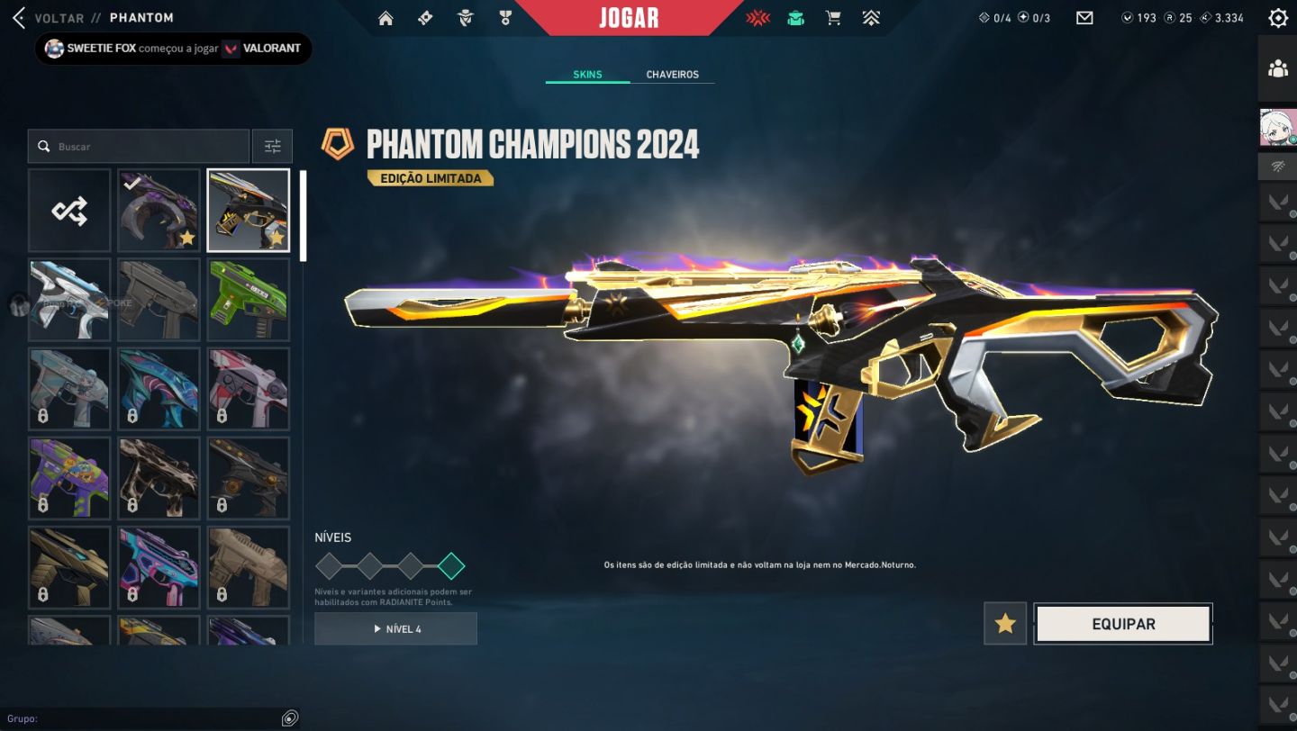 Conta VALORANT | 10 Skins + CHAMPIONS 2024 Rara | Asc 1