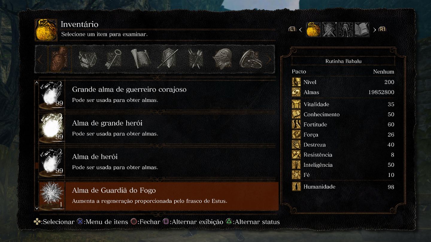 Dark Souls Remasted - Almas comuns e de CHEFES, Titanitas e todos itens do jogo