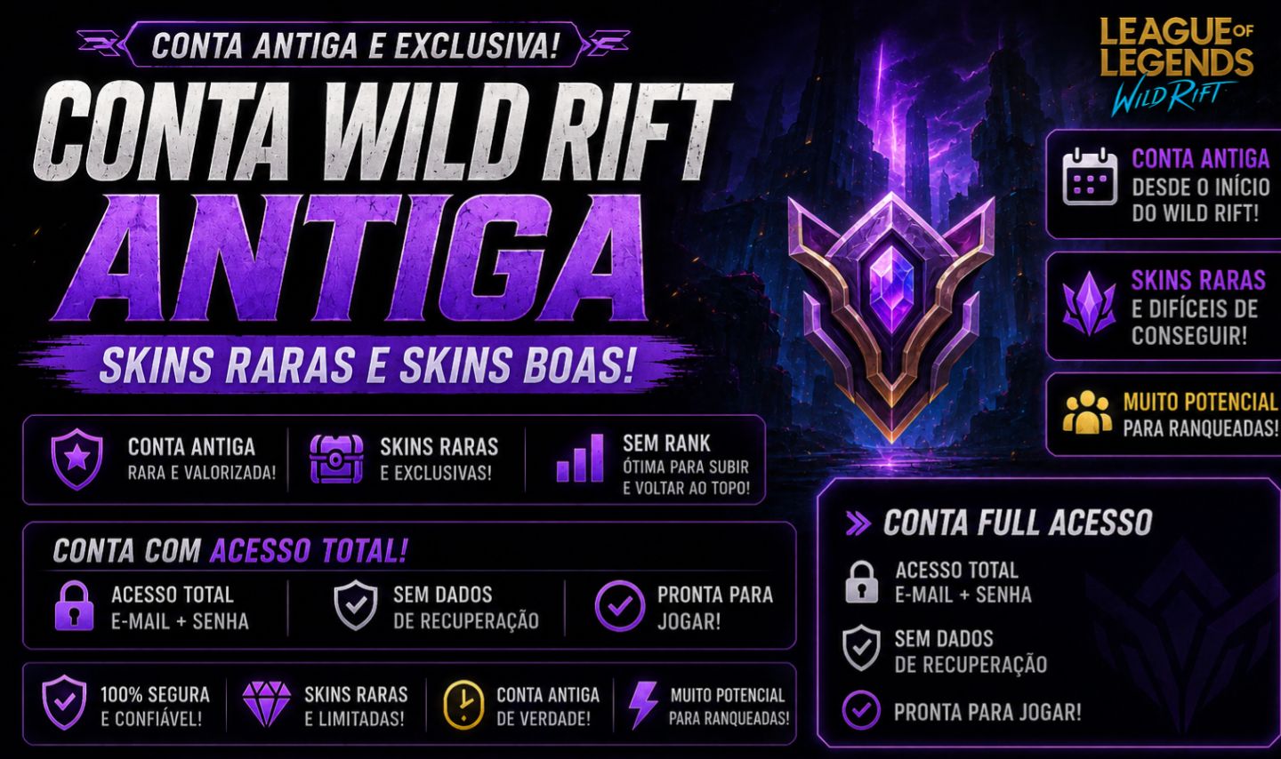 Conta wild rift conta antiga com skins raras boa coleção