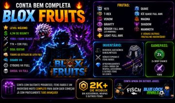 CONTA BLOX FRUITS/ROBLOX RARA LVL MAX YORU GAMEPASSES E MUTO MAIS