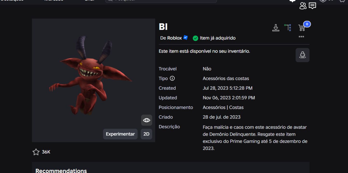 ROBLOX CONTA DE 2020 | INVENTÁRIO DIVERSIFICADO